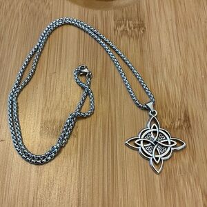 Celtic Knot Pendant Necklace, 26”